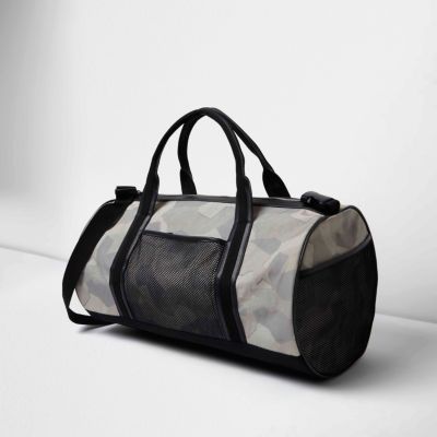 Black camouflage print holdall bag